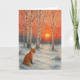 Cartão De Festividades Wintery scene with fox Xmas card