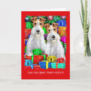 Cartão De Festividades Wire Fox Terrier Open Gifts Christmas