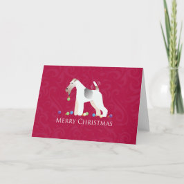 Cartão De Festividades Wire Fox Terrier Silhouette Christmas Design
