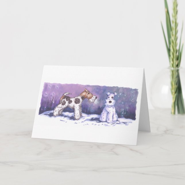 Cartão De Festividades Wire Fox Winter Card with white envelope (Frente)