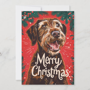 Cartão De Festividades Wirehaired Pointing Griffon Feliz Natal