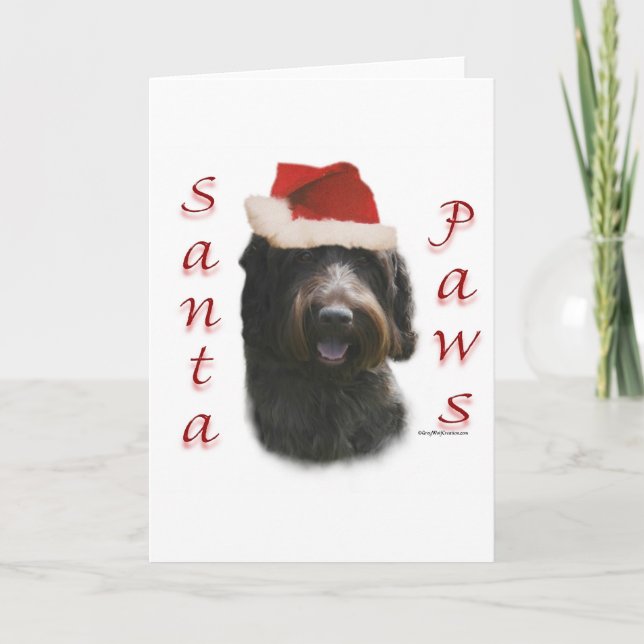 Cartão De Festividades Wirehaired Pointing Griffon Santa Paws (Frente)