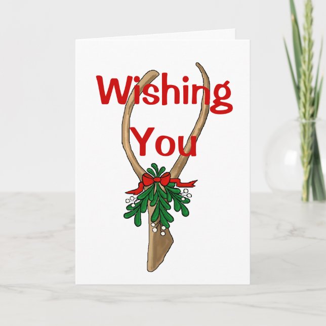 Cartão De Festividades Wishbone & Mistletoe Christmas Greeting Card (Frente)