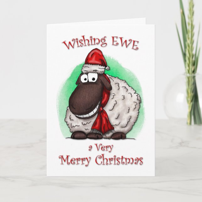 Cartão De Festividades Wishing Ewe Sheep Merry Christmas Card (Frente)