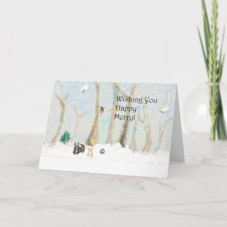 Cartão De Festividades Wishing you a Happy Merry! Holiday greeting card.