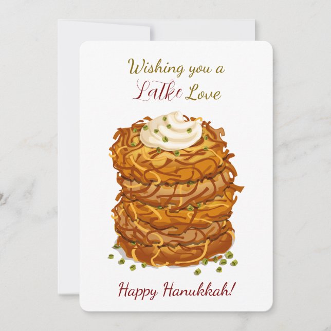 Cartão De Festividades Wishing You a Latke Love Funny Hanukkah Greeting (Frente)