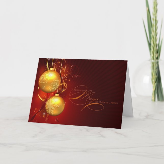 Cartão De Festividades "Wishing You Magic This Christmas" with Gold (Frente)
