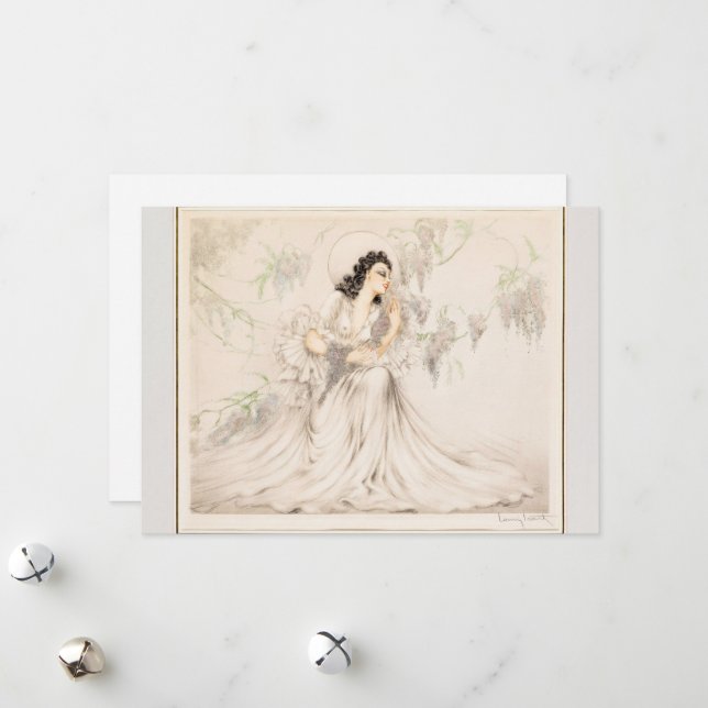 Cartão De Festividades Wisteria, 1940, por Louis Icart (Frente/Verso In Situ)