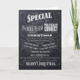 Cartão De Festividades Woke Politicamente inCorrect Chalk Christmas - I