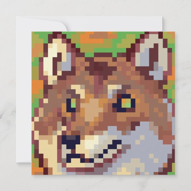 Cartão De Festividades Wolf pixelart, Pixel Art  (Frente)