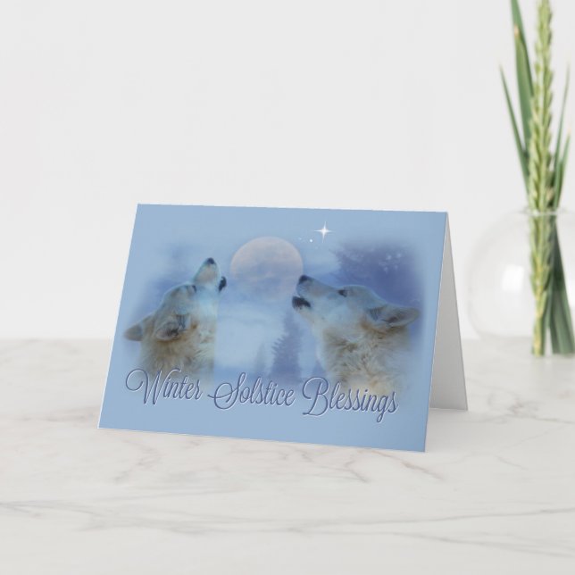 Cartão De Festividades Wolves Winter Solstice Blessings Card (Frente)