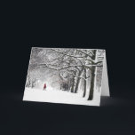 Cartão De Festividades Woman In Red Coat<br><div class="desc">Woman In Red Coat in snow in Greenwich Park</div>