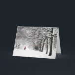 Cartão De Festividades Woman In Red Coat<br><div class="desc">Woman In Red Coat in snow in Greenwich Park</div>