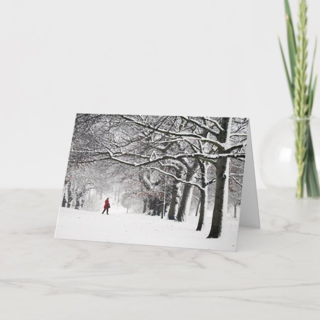 Cartão De Festividades Woman In Red Coat (Frente)