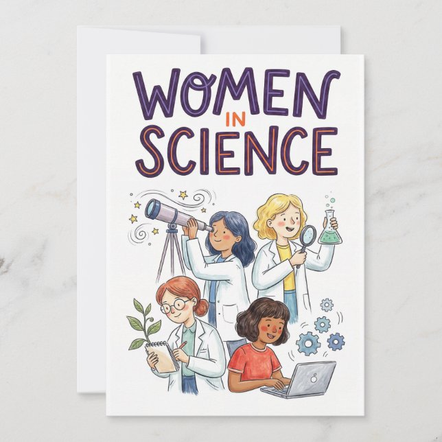 Cartão De Festividades Women in Science – Inspiring STEM Illustration (Frente)