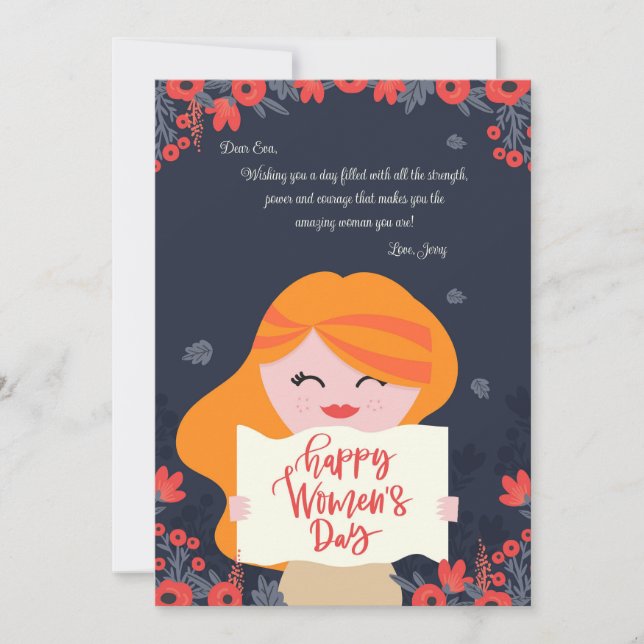 Cartão De Festividades Women's Day Cutie Greeting Card (Frente)