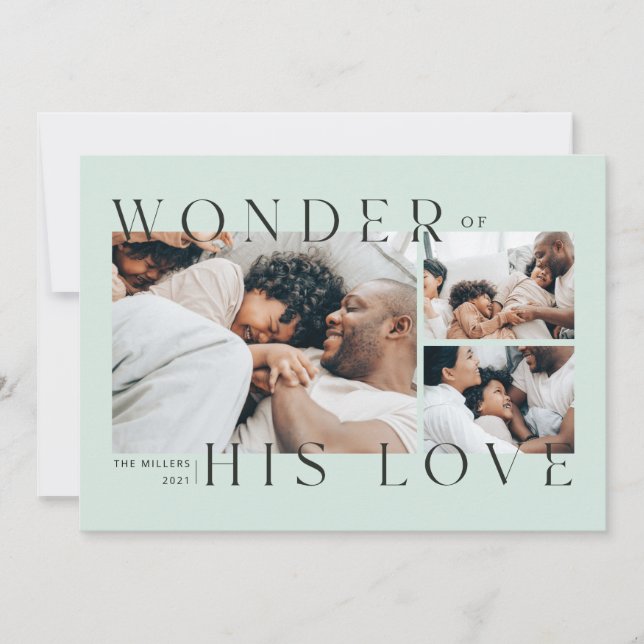 Cartão De Festividades Wonder of His Love Christmas Card (Frente)