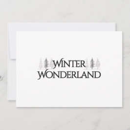 Cartão De Festividades Wonderland de inverno - Texto Elegante e Pinheiros