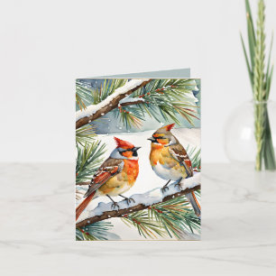 Cartão De Festividades Wonderland de inverno: Vintage Cardinal Natal
