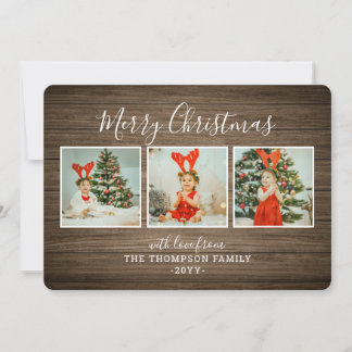 Cartão De Festividades Wooden Background Christmas Card