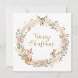 Cartão De Festividades Woodland Boho Christmas Greeting Card