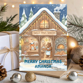 Cartão De Festividades Woodland Christmas Bakery Kids Card