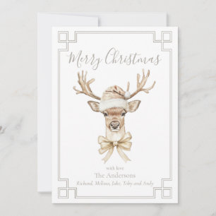 Cartão De Festividades Woodland Deer Santa Hat