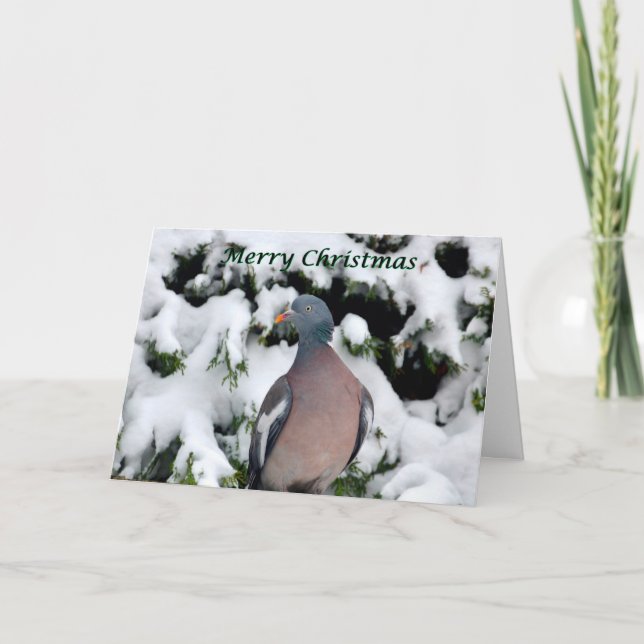 Cartão De Festividades woodpigeon in snow Christmas card (Frente)