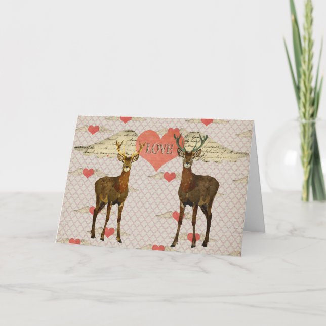 Cartão De Festividades Woodsy Elk Valentine Love Card (Frente)