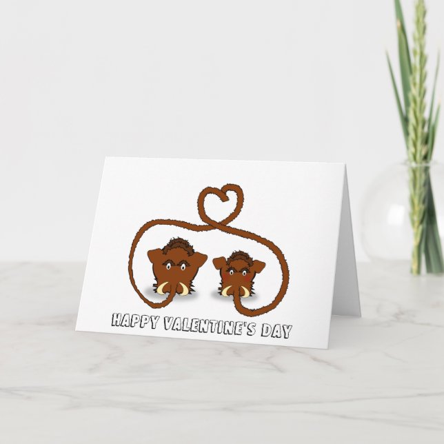 Cartão De Festividades Woolly Mammoth Valentine's Day Card (Frente)