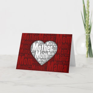 Cartão De Festividades Word Art: Namorados para a mãe