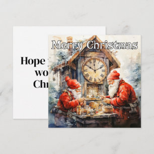 Cartão De Festividades Workshop de papais noeis   Férias Felizes