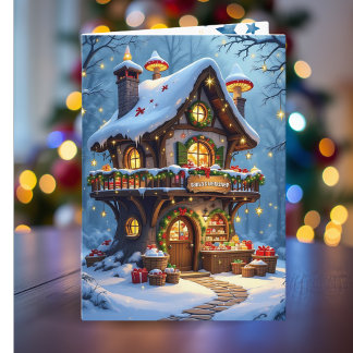 Cartão De Festividades Workshop de Papais noeis Personalizados Natal