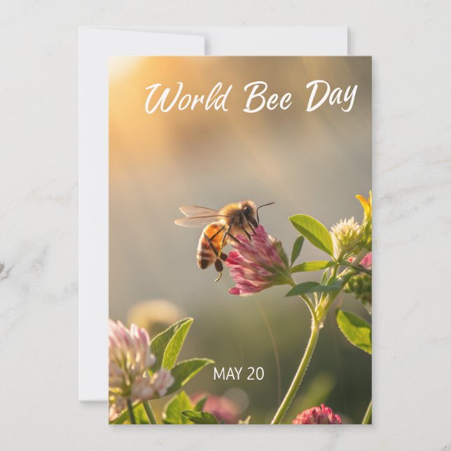 Cartão De Festividades World Bee Day Honeybee Floral Art (Frente)