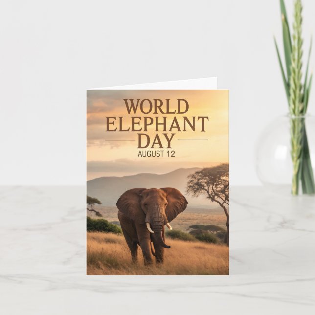 Cartão De Festividades World Elephant Day African Savanna Art (Frente)