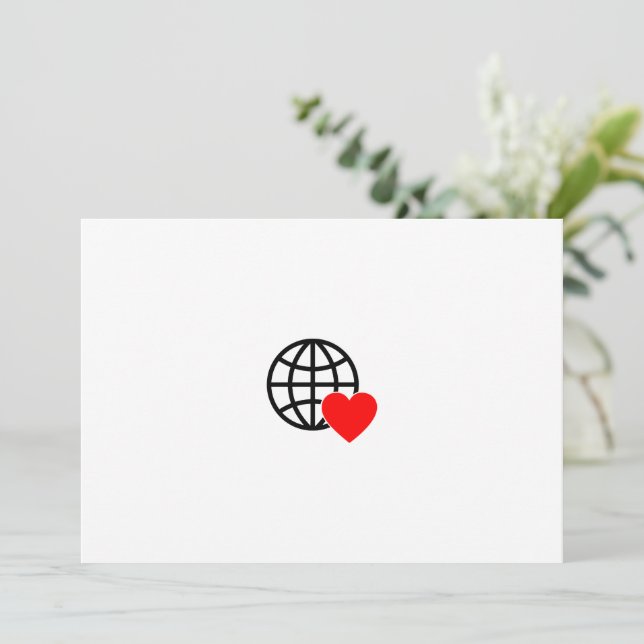 Cartão De Festividades World Love Globe Icon | Heart Earth Summer Design (Em pé/Frente)