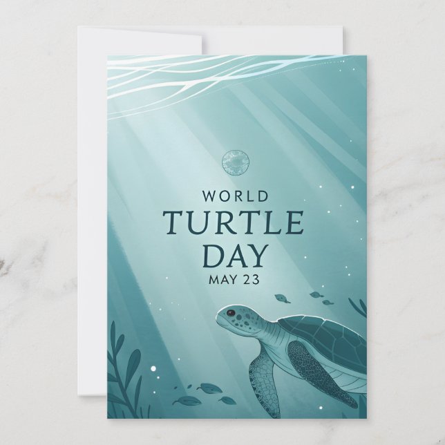 Cartão De Festividades World Turtle Day Underwater Sea Turtle Art (Frente)