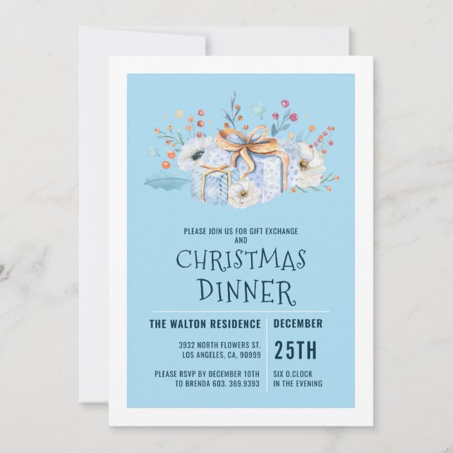 Cartão De Festividades Wrapped Christmas gists arrangement dinner invite (Frente)