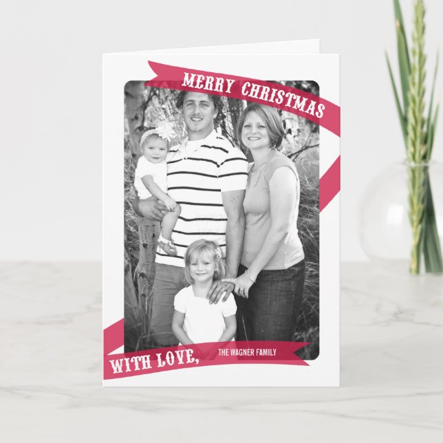 Cartão De Festividades Wrapped With Love Christmas Photo Card (Frente)