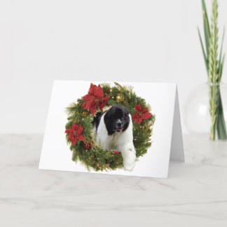 Cartão De Festividades Wreath de Natal Newf Landseer