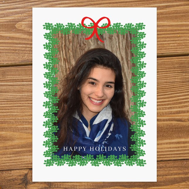 Cartão De Festividades Wreath Framed Holiday Photo Card (Criador carregado)