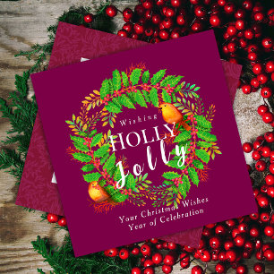 Cartão De Festividades Wreath Holly Jolly Family Wine