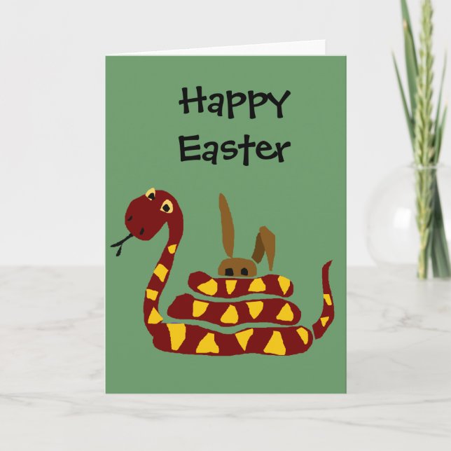 Cartão De Festividades WX- Funny Snake Squeezing Rabbit Cartoon (Frente)
