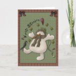 Cartão De Festividades Wynter Blessin's Snowman Greeting Card<br><div class="desc">Wynter Blessin's Snowman Greeting Card</div>