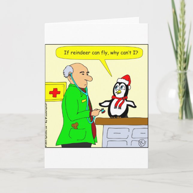 Cartão De Festividades x14 renas podem voar cartoon (Frente)