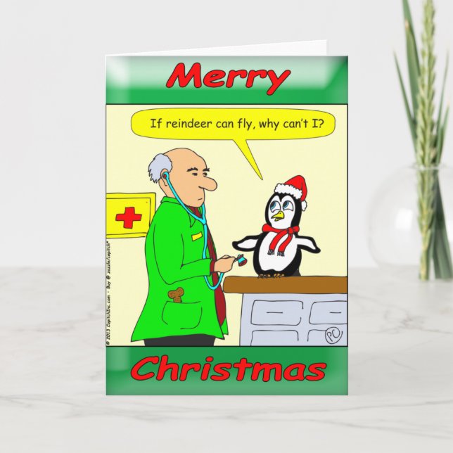 Cartão De Festividades x14 renas podem voar cartoon (Frente)