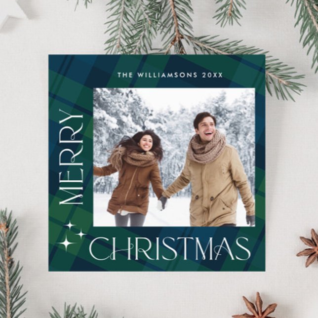 Cartão De Festividades Xadrez 2 Fotografia do Tartan no Natal (Criador carregado)