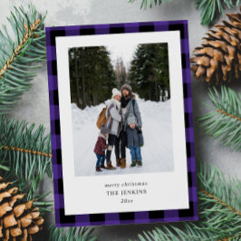 Cartão De Festividades Xadrez 2 preto roxo simples Natal