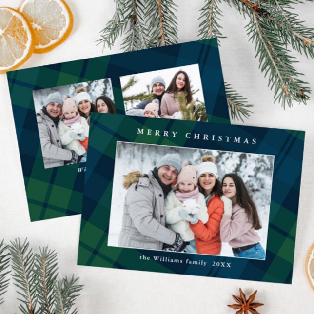 Cartão De Festividades Xadrez 3 de Tartan de Natal Retroativo Saudação Fo (Criador carregado)