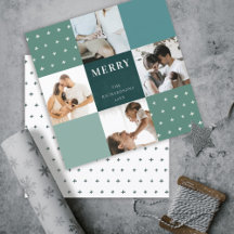 Xadrez Azul Verde 4 Foto Feliz Natal